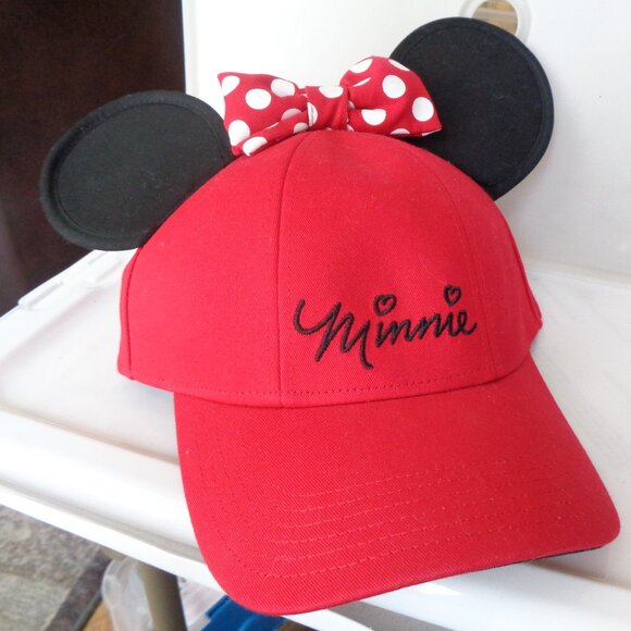 Disney Minnie Mouse Ears Red Baseball Cap Hat Snap Back - Picture 1 of 2